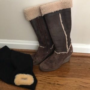 Ugg Boots w/ wedge heel and fur.